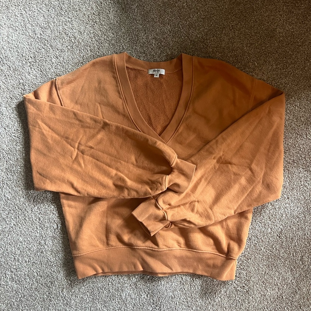 Agolde V-Neck Sweater in Burnt Orange
